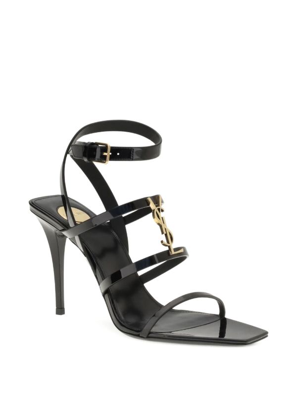 Saint Laurent 90mm Cassandra logo-plaque sandals.
