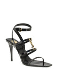 Saint Laurent 90mm Cassandra logo-plaque sandals.