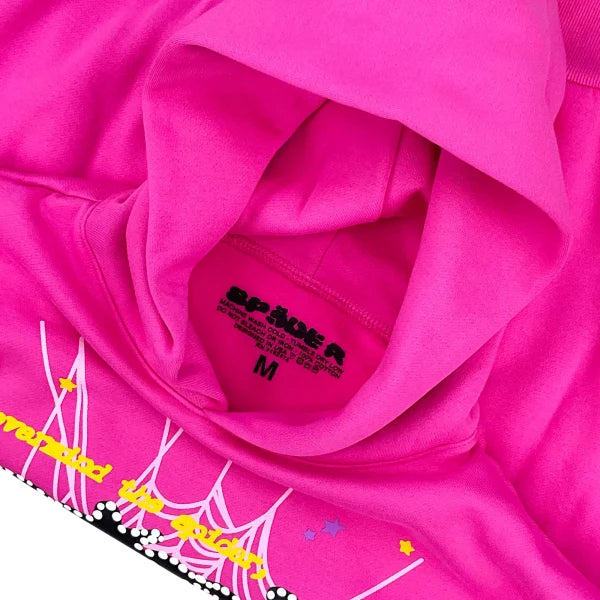 Sp5der OG Web Hoodie Pink.