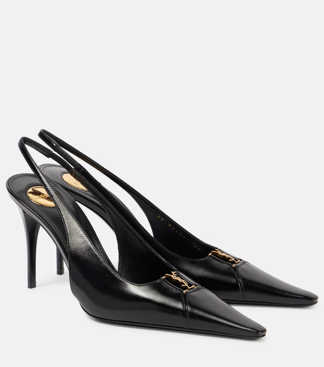 Saint Laurent Babylone Breteuil 90 leather slingback pumps.