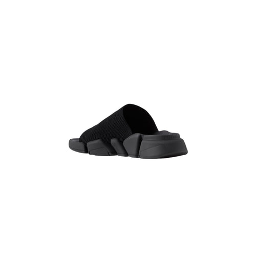 Balenciaga Speed 2.0 recycled-knit slides in black.