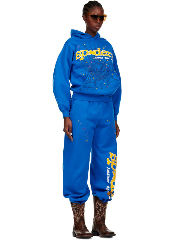 Sp5der P*nk Hoodie Blue.