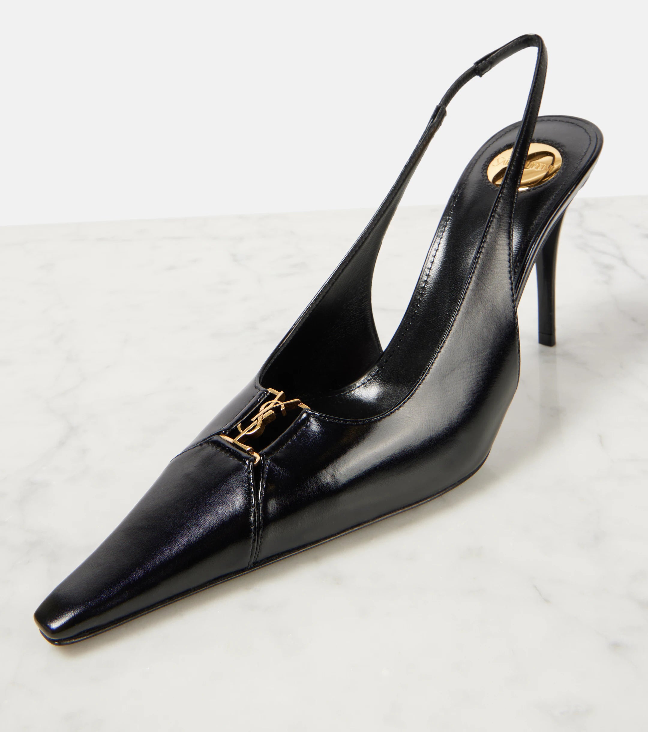 Saint Laurent Babylone Breteuil 90 leather slingback pumps.