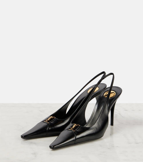 Saint Laurent Babylone Breteuil 90 leather slingback pumps.