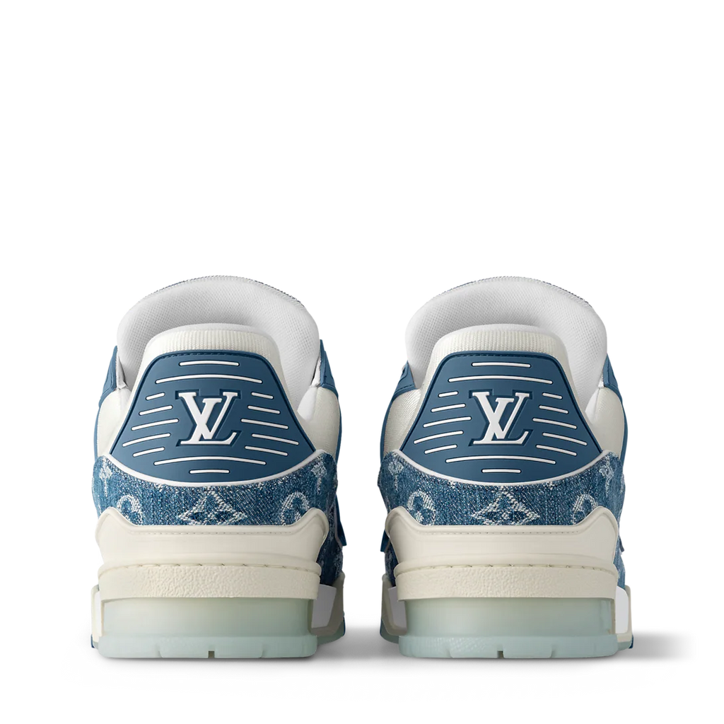Louis Vuitton LV Trainer sneaker in blue monogram denim.