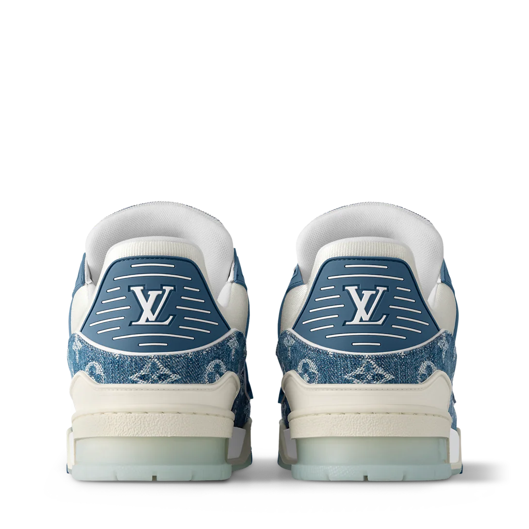 Louis Vuitton LV Trainer sneaker in blue monogram denim.
