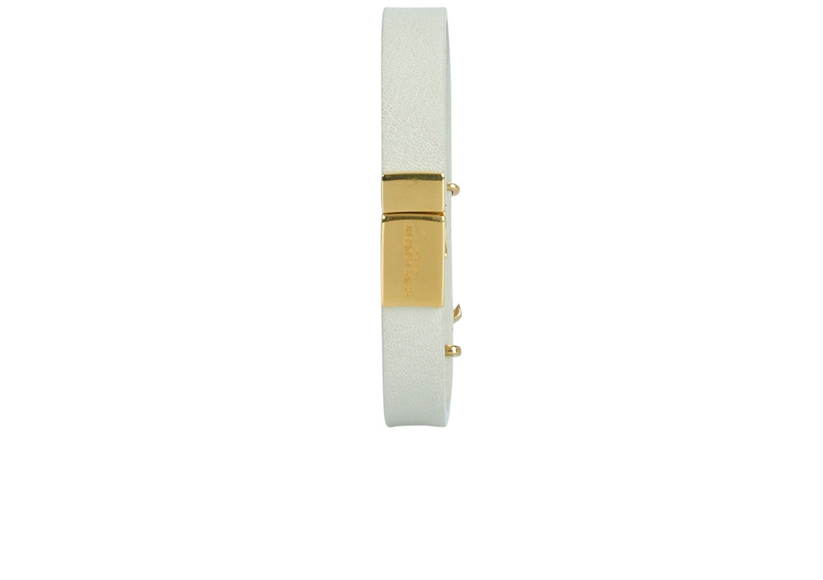 Saint Laurent Paris White Leather Opyum Gold Belt.