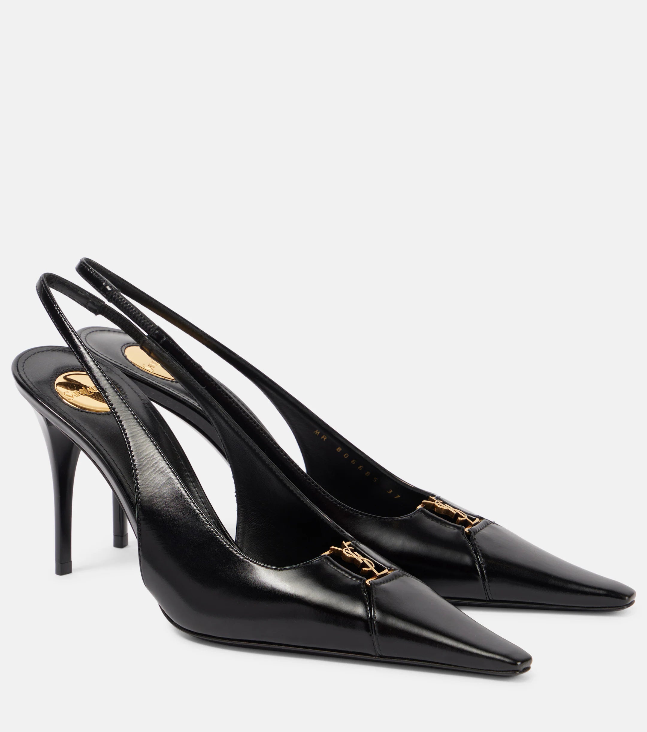 Saint Laurent Babylone Breteuil 90 leather slingback pumps.