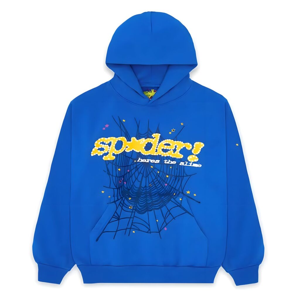Sp5der P*nk Hoodie Blue.