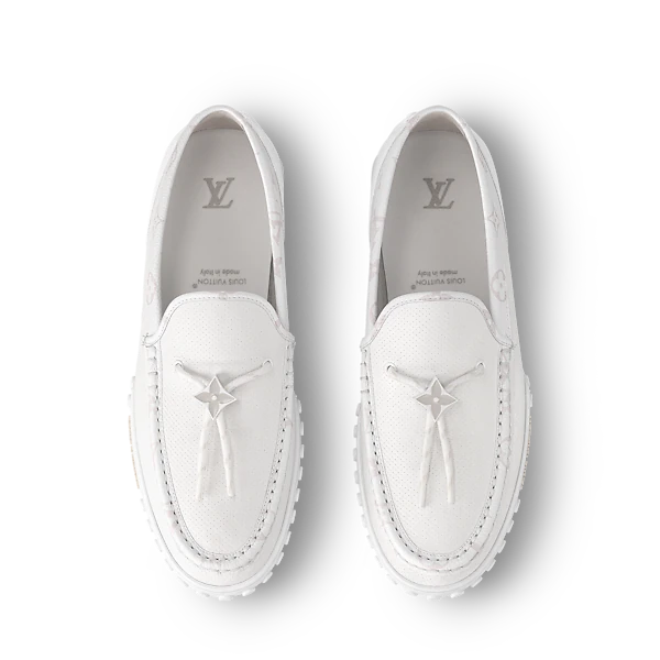 Louis Vuitton Monte Carlo Moccasins in white.