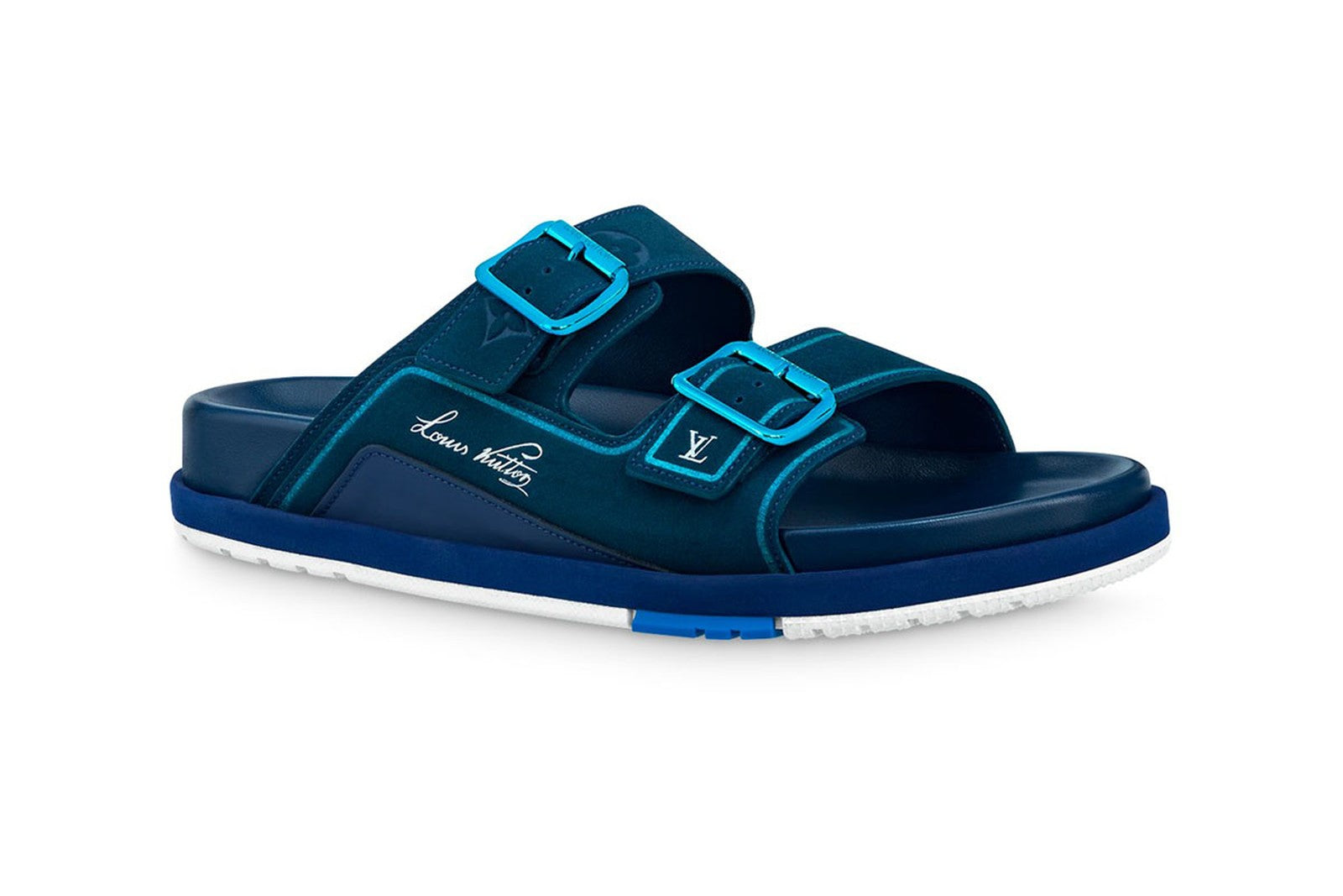 Louis Vuitton LV Trainer Mule in blue suede.