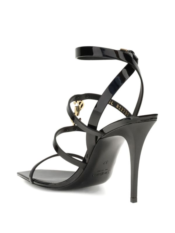 Saint Laurent 90mm Cassandra logo-plaque sandals.