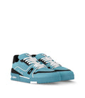 Louis Vuitton LV Trainer sneaker in the Teal Blue Black colorway.