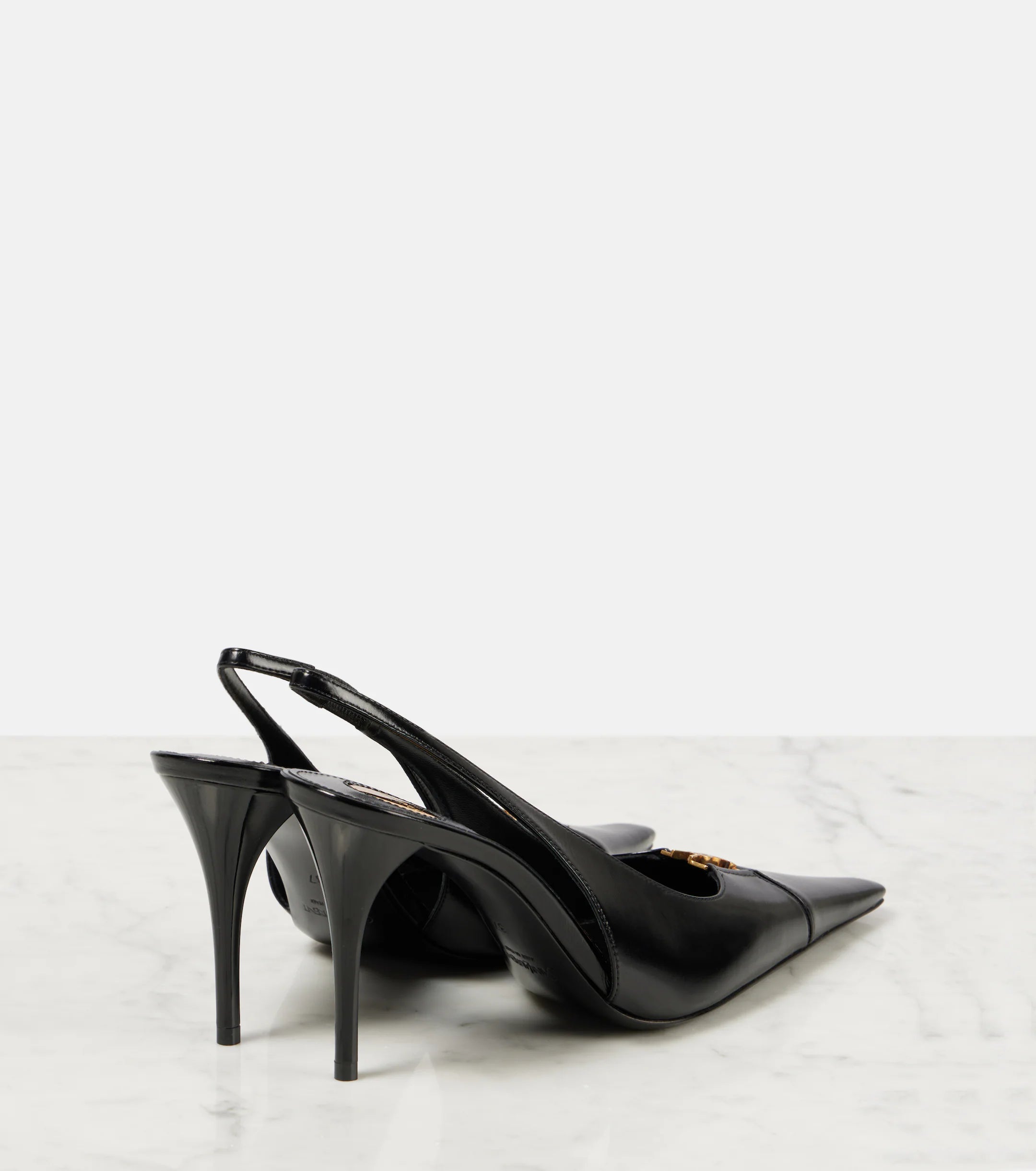Saint Laurent Babylone Breteuil 90 leather slingback pumps.