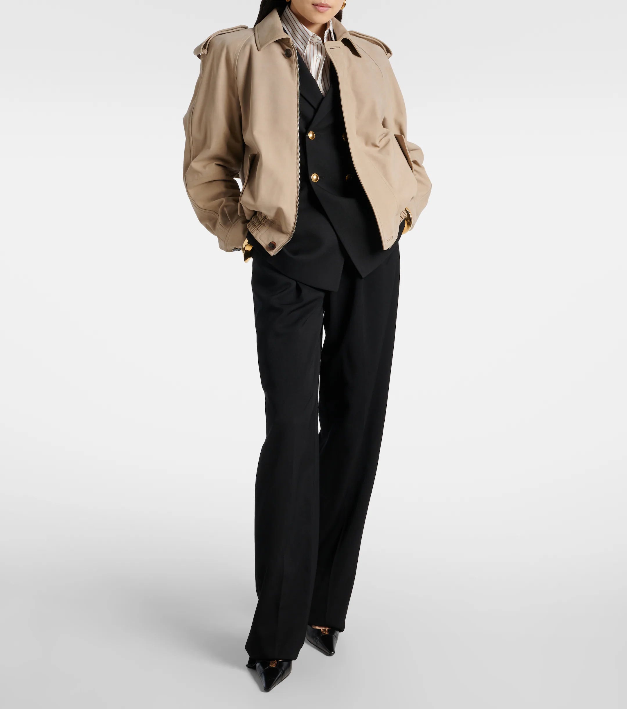 Saint Laurent Babylone Breteuil 90 leather slingback pumps.