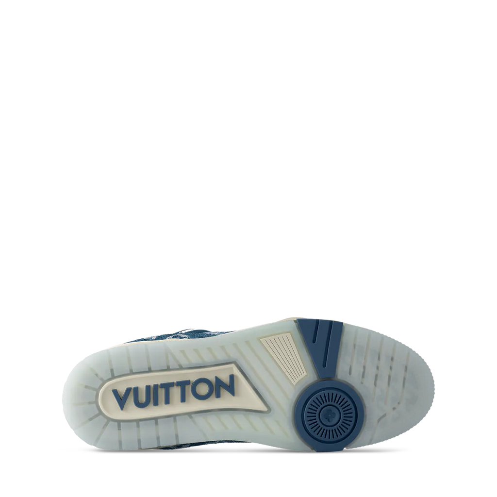 Louis Vuitton LV Trainer sneaker in blue monogram denim.