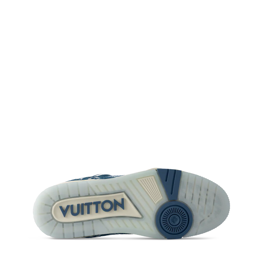 Louis Vuitton LV Trainer sneaker in blue monogram denim.