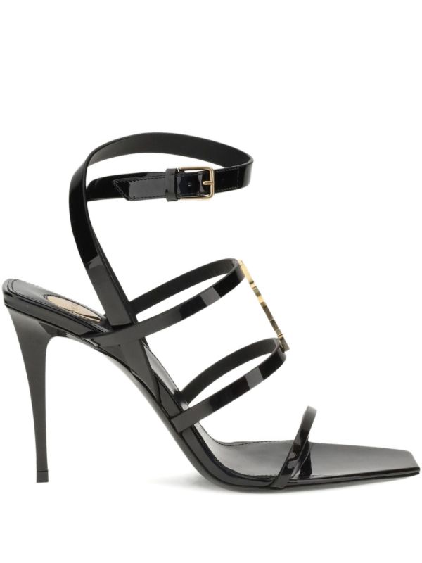 Saint Laurent 90mm Cassandra logo-plaque sandals.